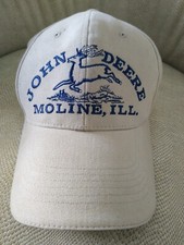 John Deere Moline, Ill. SnapBack Adjustable Cap Hat Beige/Green Nice