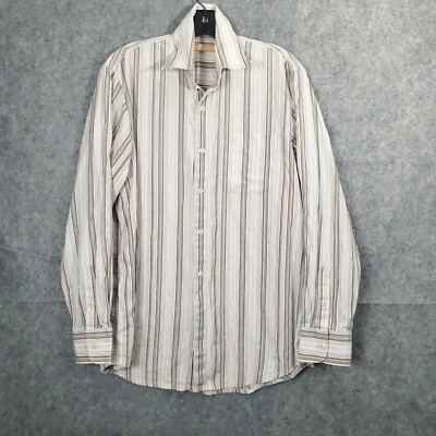 Indigo Palms Rope Striped Long Sleeve Button Down Shirt Mens Sz Medium Brown M