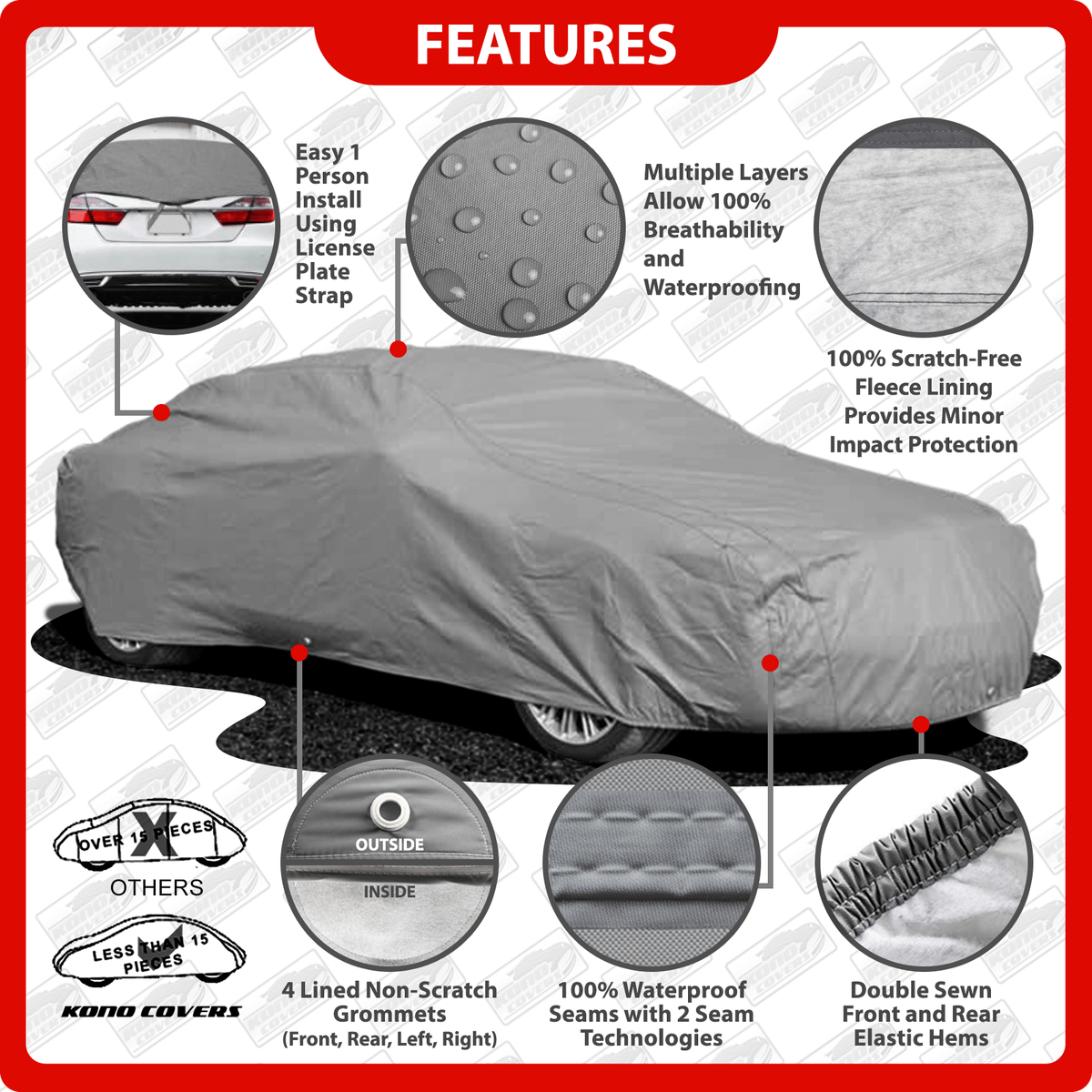 Autohoes Waterdicht Ademend Voor Chevy El Camino 1964-1967,100% Waterdichte Outdoor Regen Sneeuw Bescherming met Rits En Katoen Gevoerd Outdoor met Zachte Anti-Kras Laag Universeel (B
