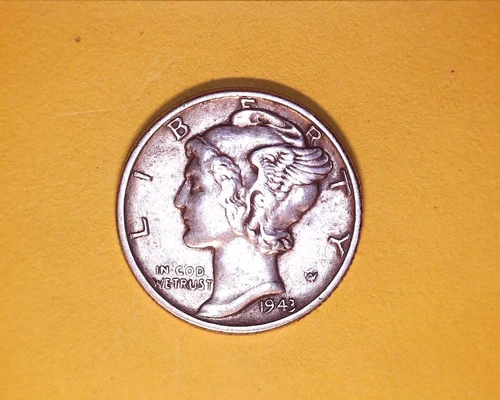 1943 Mercury Head Silver Dime  XF/AU ~ 1122-3