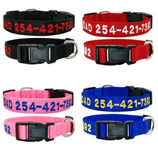 Durable Personalized Custom Embroidered Nylon Dog Collar Adjustable Name number 