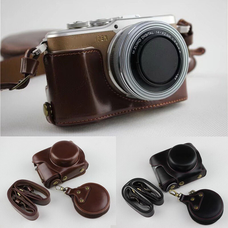 olympus pen e pl10 ケース Leather Camera bag case strap for