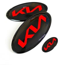 SET Black/R Car Front Emblem Trunk Steering Wheel Sticker for KN SORENTO 2017+