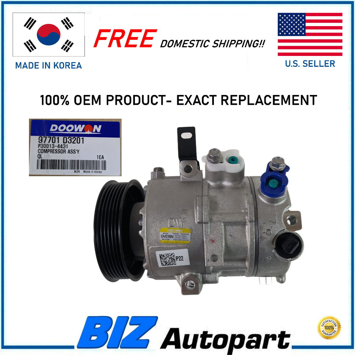 OEM A/C COMPRESSOR W/CLUTCH Fit For 2017-2018 HYUNDAI TUCSON 2.0L