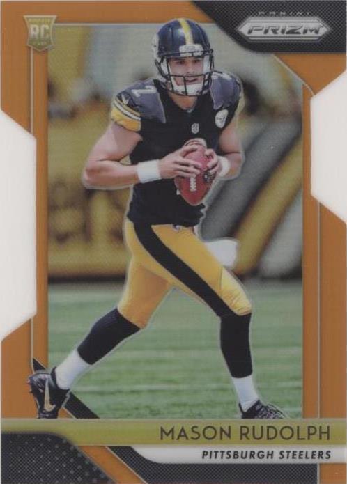 Mason Rudolph Sticker 2018 Panini Prizm - Rookie Mason Rudolph #225 Orange Prizm /249 (RC ...