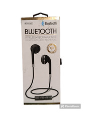 Sentry Bluetooth Wireless, Rechargeable Stereo Buds With In-line Mic Black New