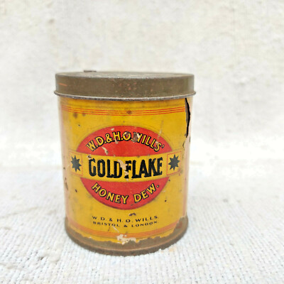 1930s Vintage Gold Flake Honey Dew Cigarette Advertising Tin Box Round CG15 