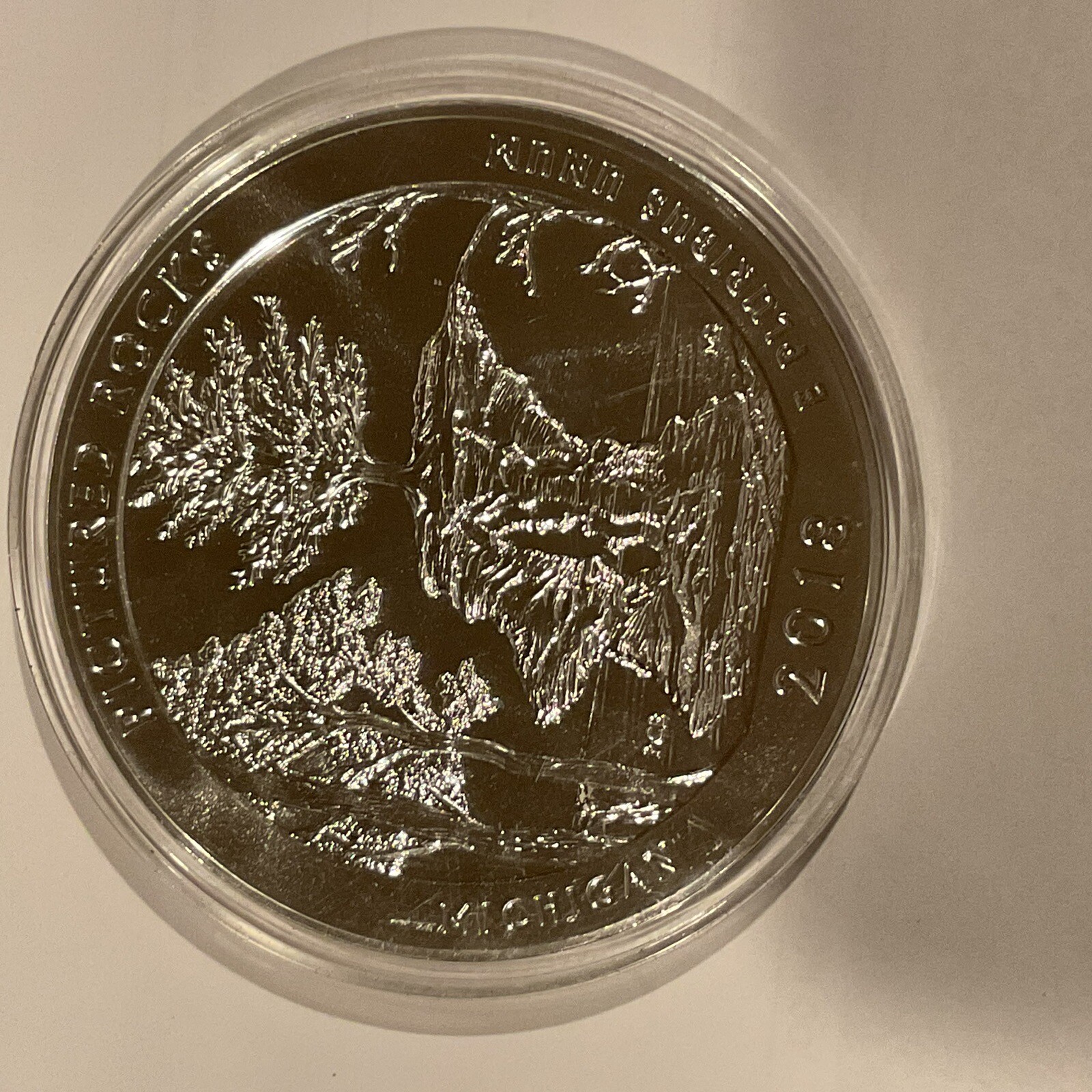 2018 ATB PICTURED ROCKS 5 Oz. .999 Silver Coin Bullion In Capsule! 2