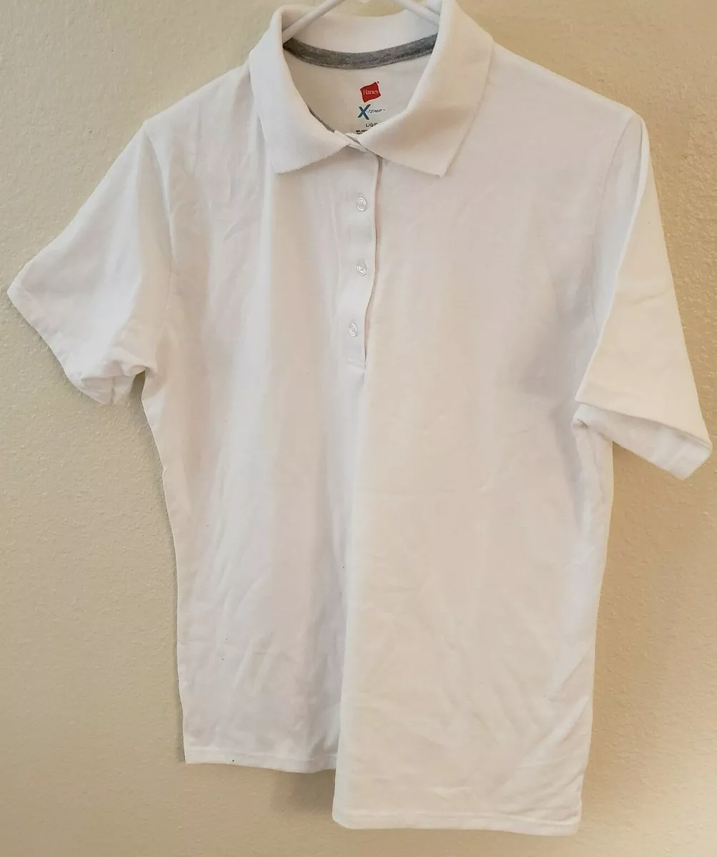 Hanes - Men's - Sz L - X-Temp - White - Polo - Short Sleeve - RN 15763 