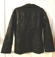Women Size Large Milan Leather Black Patchwork Genuine Leather Coat Jacket