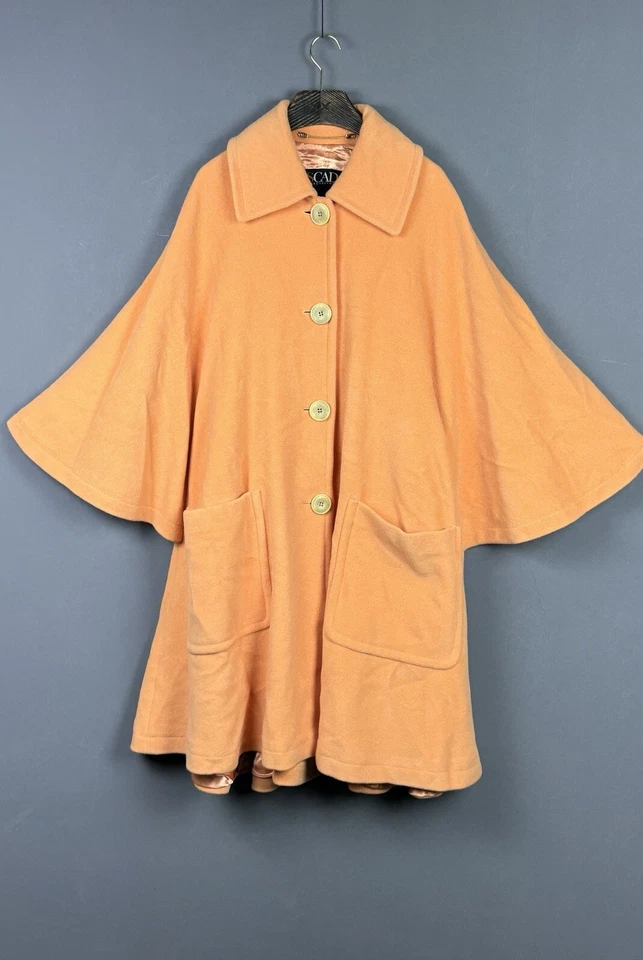 Vintage ESCADA by MARGARETHA LEY Orange Angora Wool Poncho Coat Size 38 - Image 3 of 4