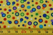 29" Long, Bright Colorful Dots on Bright-Yellow Cotton, Blank Quilting, B1450