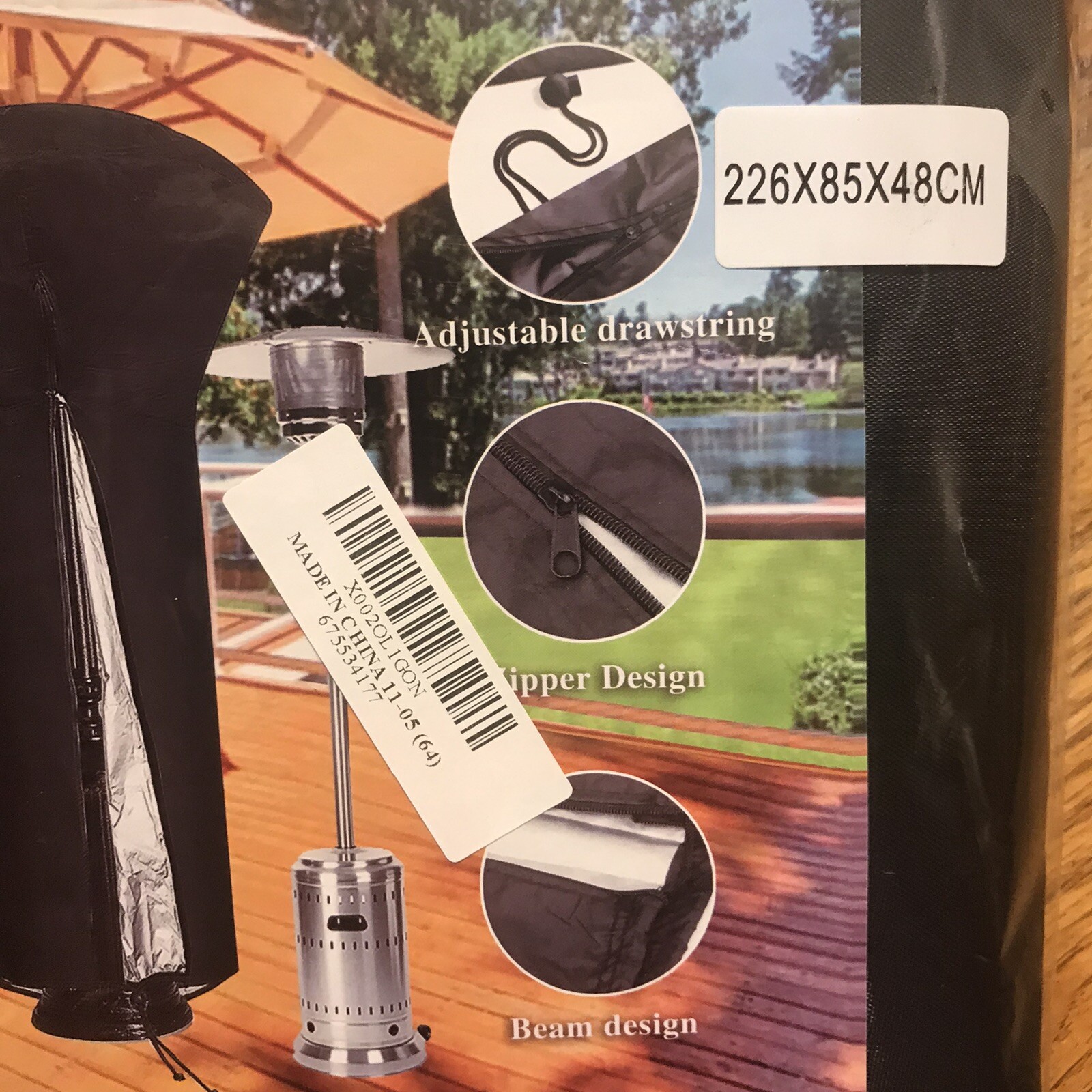 Gas Patio Heater Cover Waterproof w/ Zipper Heavy Duty Outdoor Heater