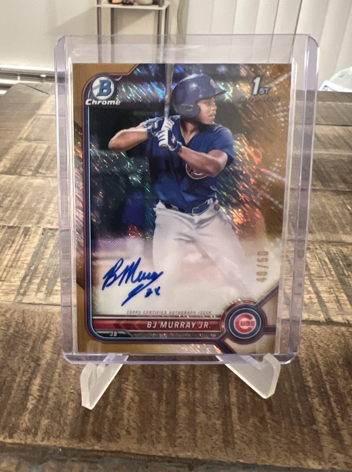 2022 Bowman Chrome Prospect Gold Shimmer Refractor /50 BJ Murray Jr #CPA-BM Auto