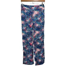 Hering Palm Print Resort Pants Womens 27 Wide Leg Tropical Viscose Vacation