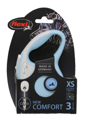 flexi Rollleine New Comfort Blau/Weiß,Gr.XS, 5m Einziehbar Hunde Leine,max.15 kg