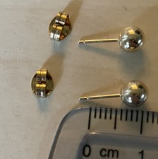 14K Yellow Gold 5mm Shiny Ball Stud Earrings Butterfly Earring Backs