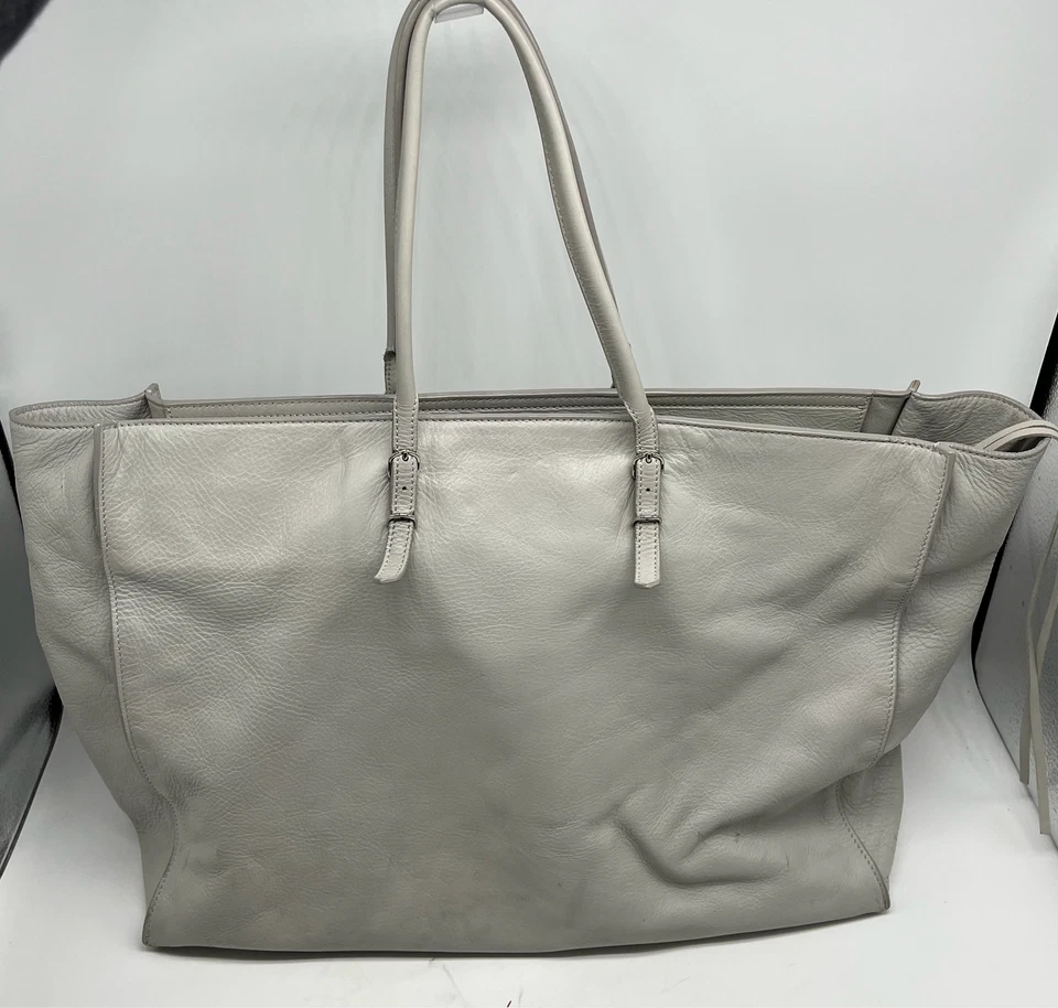Bolso Grande Balenciaga Paper 14 Gris Cuero Guijarro Cremallera Alrededor Foto 2 de 4