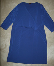 NWOT TALBOTS WOMAN Navy Blue Jersey Dress Faux wrap-front Long sleeve 2X PLUS