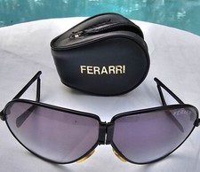 Vintage Ferrari Folding Black Aviator Sunglasses and Case
