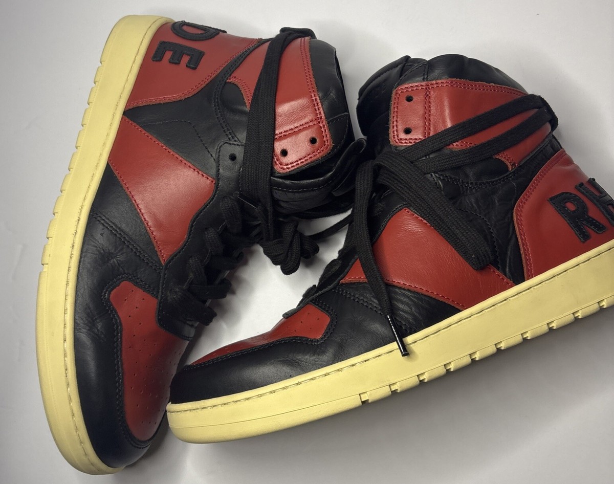 Vintage Rhude Rhecess Hi-Top Shoes Red Men’s Size 9 Italy Leather RHECESS-HI (WOMENS) – R H U D E main image 4