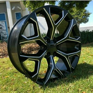 24 Inch Black Milled Replica G09 348 Wheels Rims 22 26 Oe Sierra Gmc Snowflake Ebay