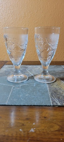 Pottery Barn ORCHARD Water Goblets Glasses 7" Set of 2