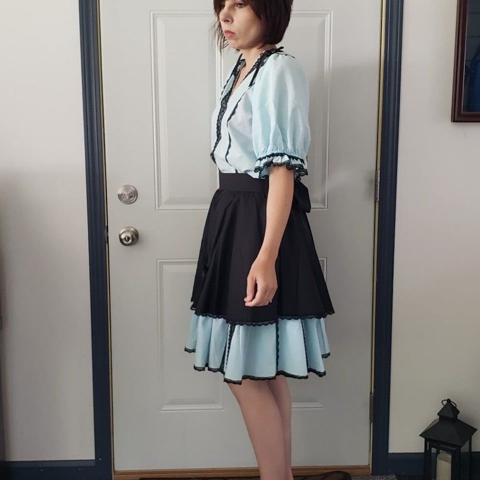 Vintage Blue and Black Square Dance Skirt and Top Set eBay