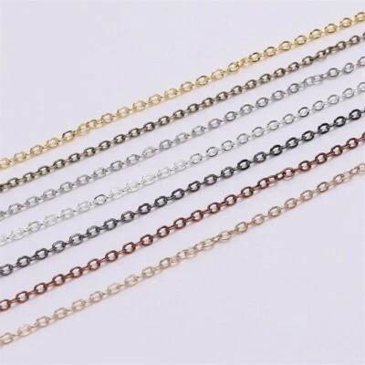 Cavo piatto 10 metri catena O link 1,5 ~ 3,5 mm KC oro argento fai da te creazione gioielli