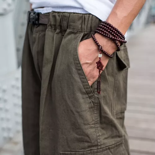 Men Baggy Pants Loose Cargo Trousers Hip Hop Pocket Dance Casual Big Size Pants - Picture 12 of 21