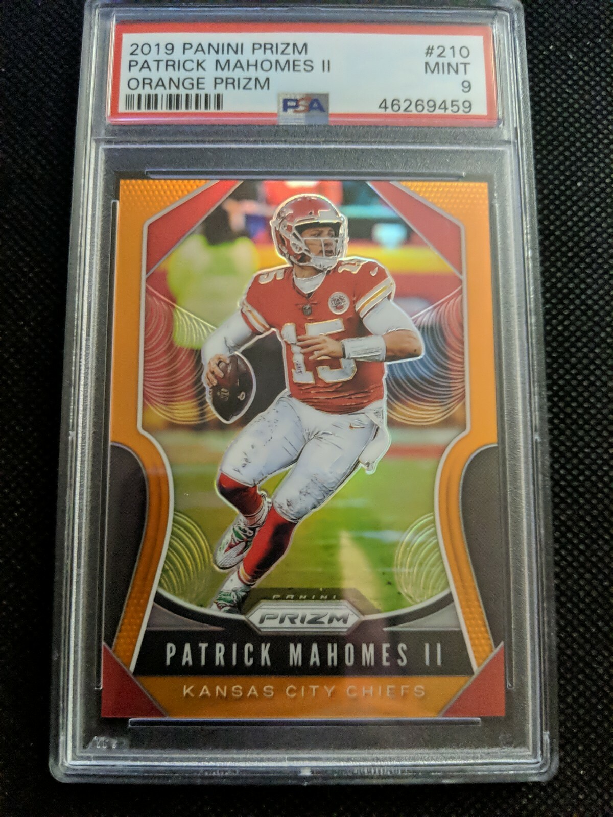 2019 Panini Prizm PATRICK MAHOMES II #210 Orange Prizm 25/249 PSA 9