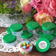 10 JARS Reusable 1 ounce Container Plastic Bottle Screw Green Cap 5303 DecoJars
