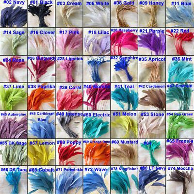 Stripped Coque Feather Millinery & Craft Fascinators Hat Feather 5/7'' 69 Colours