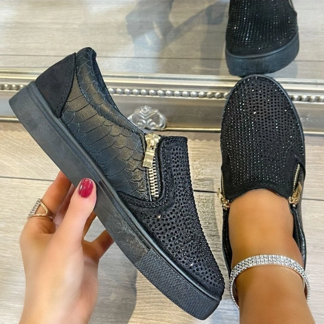 Love Lemonade Crystal Suede Zip Pumps Black UK4 EU37 eBay