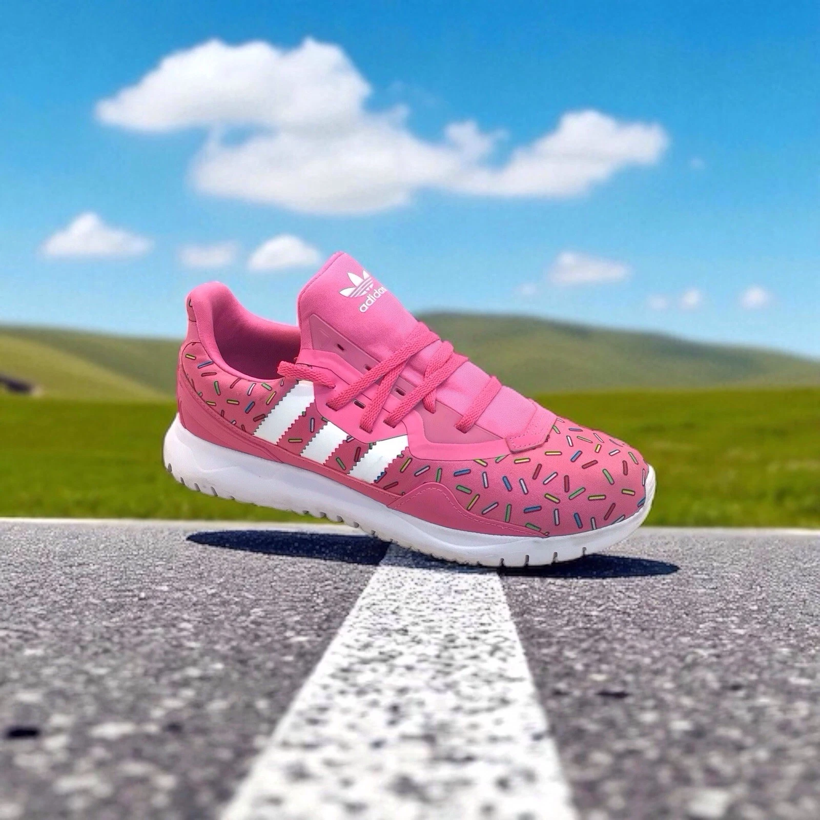 Adidas Originals Flex I Simpson Ciambella Rosa Unisex Scarpe da Ginnastica Bambini Grandi Taglia 6 5