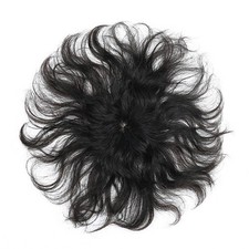 Brown Wavy Curly 100% Human Hair Toupee Topper Clip In Hairpiece Replacement