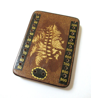 Antique Mauchline Fern Ware Bezique Score Counter Tally