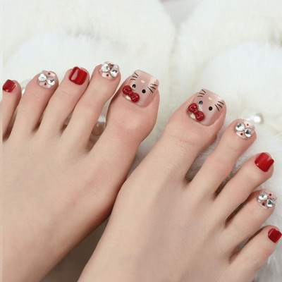 48 pieces of ankle armor, wearing bare color, paired with red Hello Kitty