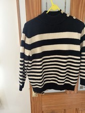 First Avenue Ladies Black And Cream Striped Jumper M
