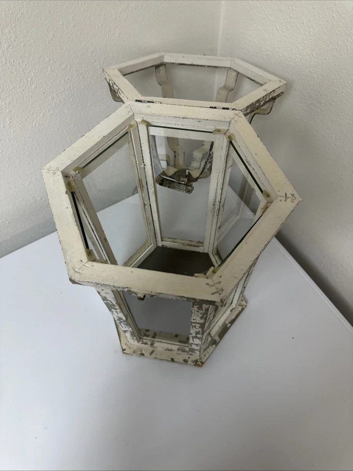 Rustic Wood Lantern - Weathered Gray Decor, Vintage Farmhouse Style - Image 4 of 4