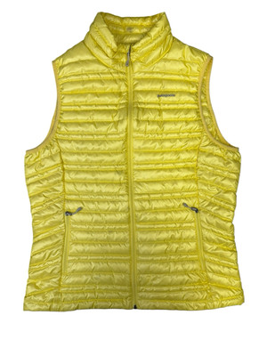 Patagonia Women's Large Yellow Vintage Ultralight Down Vest W/Stuff Sack EUC