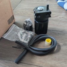 Oil Catch Can Reservoir Baffled Tank Breather Filter Universal Black Fits Bmw