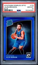 2018-19 Panini Optic Rated Rookie Jalen Brunson #179 Blue Prizm /49 (RC) PSA 10