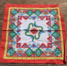 Vintage 80s Wamcraft Bright Color Scheme Native Symbols poly Cotton Bandana