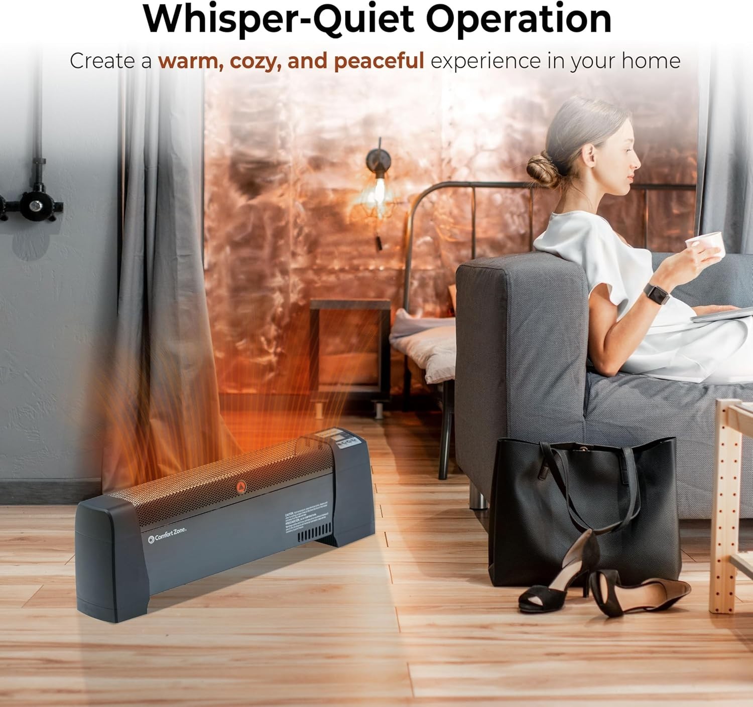 Baseboard Space Heater with Digital Thermostat, Electric, Dent-Proof End Pane...