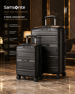 Samsonite Hardside Spinner Luggage Set Carry-On & Medium  Checked TSA USB Black