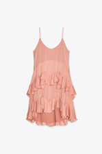 ZARA COLLECTION SHORT RUFFLED DRESS, Color: Salmon, Large, New with tags