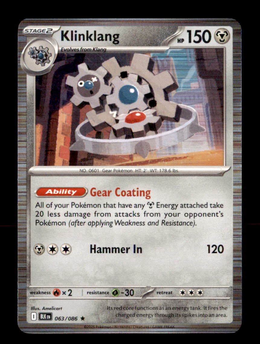 Klinklang 063/086 Holo Rare Black Bolt Pokemon Near Mint