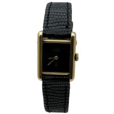 Cartier Paris Tank Vermeil 925 Silver Gold Plated 20M Black Dial No Sapphire Cro 3