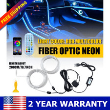 LED Neon Light Trim Glow Optic Fiber Strip Car Interior Ambient Lighting Kit.APP